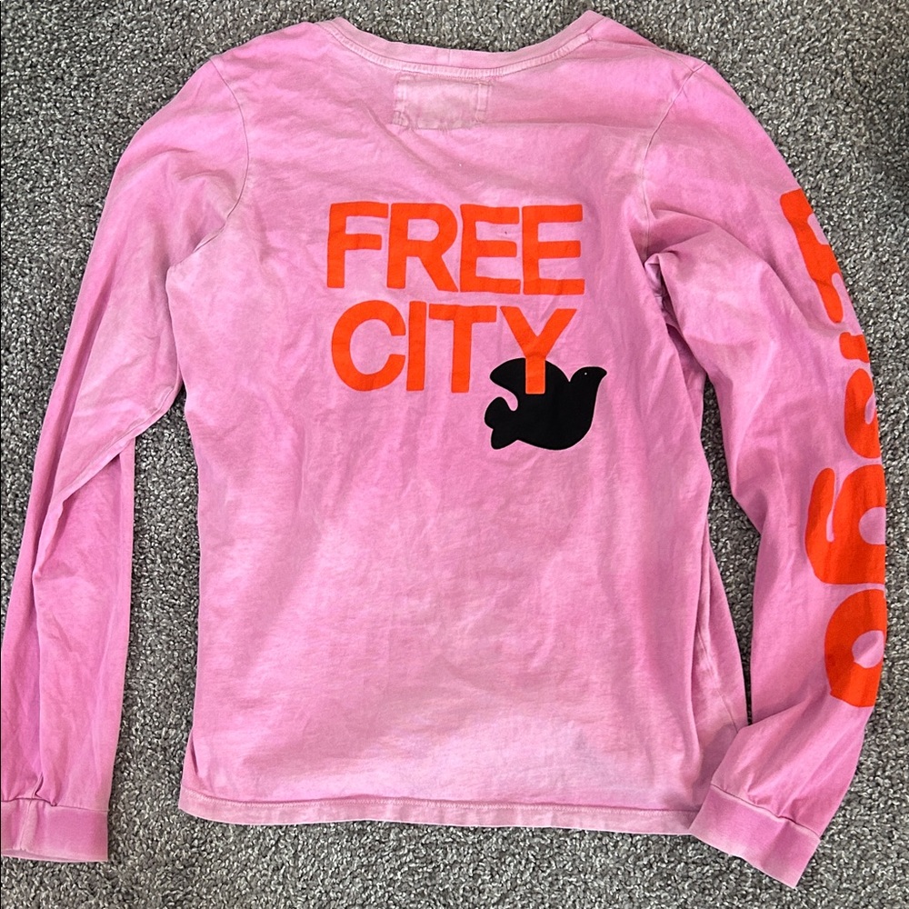 Freecity Pink and Orange Graphic Long Sleeve Tee